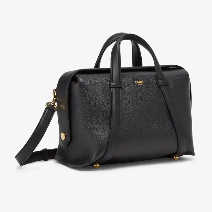 Cheap Bag Fendi 365 Boston Black Grained Medium In Leather 0521